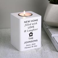 Personalised Home White Wooden Tea Light Holder Extra Image 1 Preview